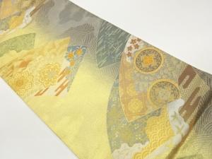 地紙に華文・花々模様織出し袋帯